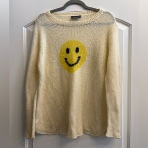 Wooden Ships Cream Smiley Face Sweater